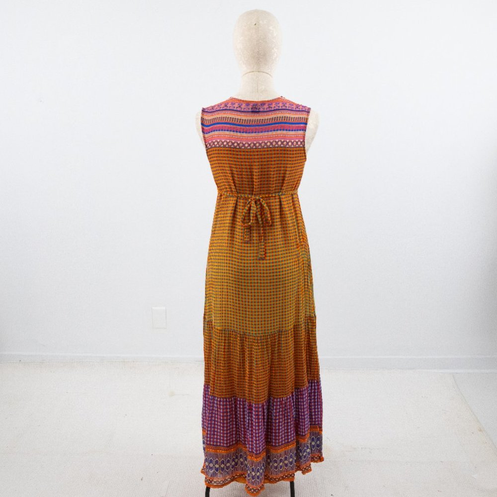 Anthropologie XS Boho Print Maxi Dress Orange - Picture 6 of 13